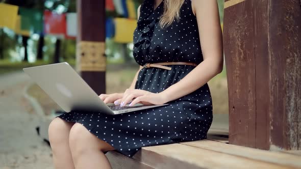 Businesswoman Working On Laptop.Employee On Remote Office Workplace.Laptop Chatting Online In Web