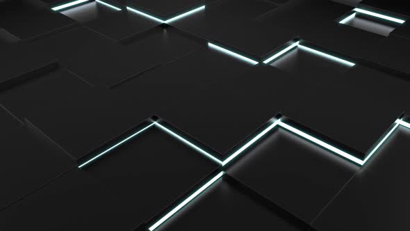3D Cubes With Neon Lights