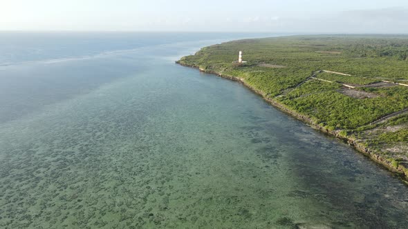 Zanzibar Tanzania  Aerial View of the Ocean Near the Shore of the Island Slow Motion