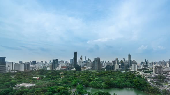 Time Lapse Public Park and Highrise Buildings Cityscape in Metropolis City