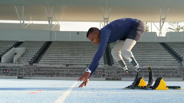 Disabled athletic getting ready for the race 4k