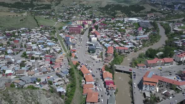 Aerial View of Rabati Fortress in Akhaltsikhe, Georgia