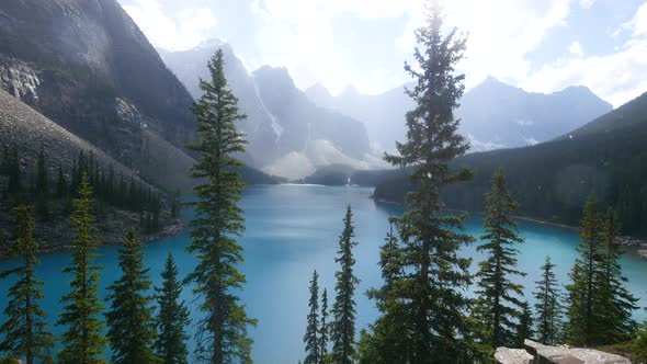 Snowing at Moraine Lake