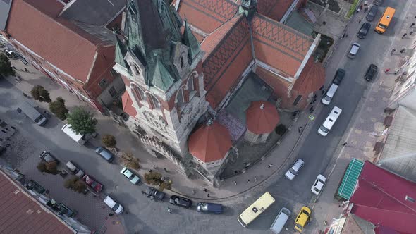 Aerial view of St Stanislus Church