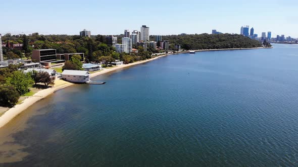 Aerial view of a City Coastline in Australia