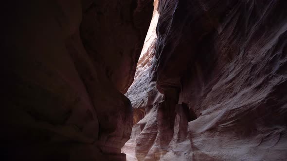 Al Siq Canyon in Ancient City of Petra To Main Entrance of Al Khazneh or the Treasury Facade