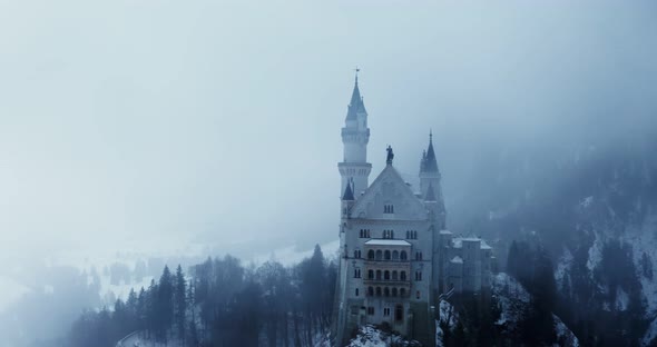 Hohenzollern Castle Located on Top of a Hill Overgrown with Spruce Forest