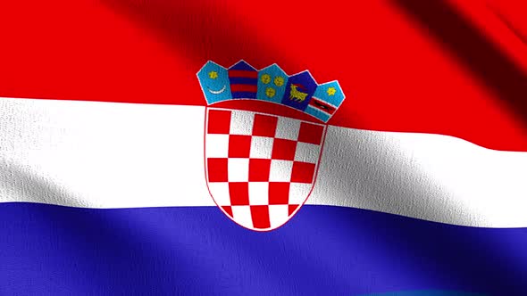 Seamless Loop 4K VDO. Croatia national flag blowing in the wind isolated.