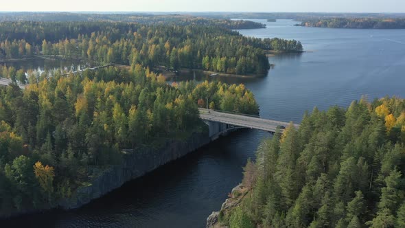 The View of the Lake Saimaa in Finland with the Trees Around