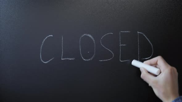 "Closed" written on chalkboard