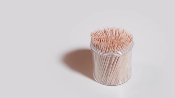 Heap of Toothpicks in the Container on the Table