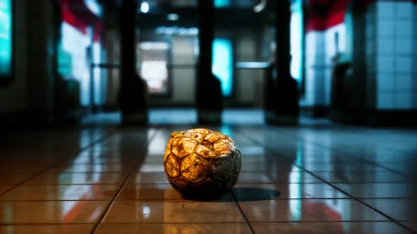 Old Soccer Ball in Empty Subway