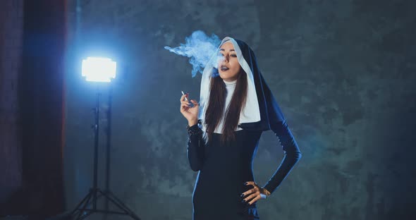 Beautiful Catholic Nun Smokes