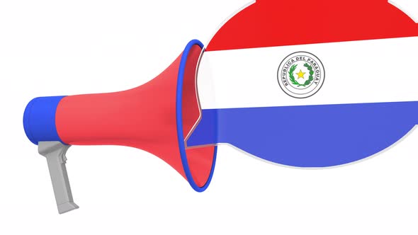 Megaphone and Flag of Paraguay on the Speech Bubble
