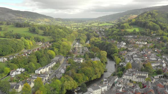 Llangollen a Town in North East Wales Aerial View