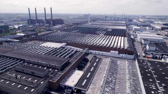 Volkswagen industry in Wolfsburg with Autostadt in background