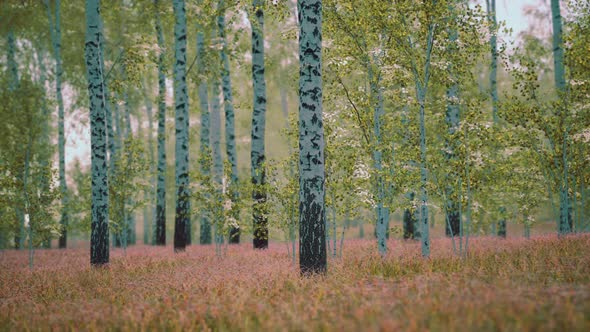 White Birch Trees in the Forest in Summer