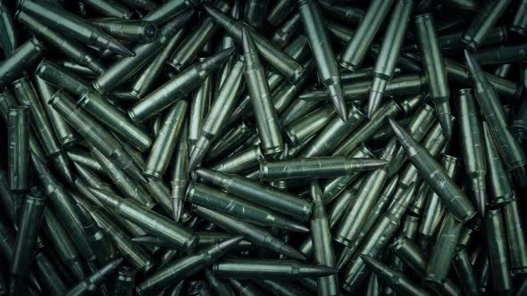 Pile Of Bullets Rotating Top Down View