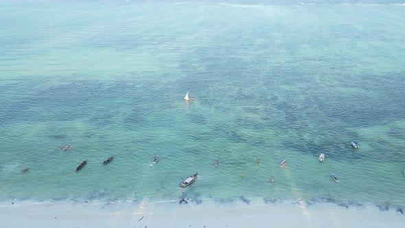 Boats in the Ocean Near the Coast of Zanzibar Tanzania