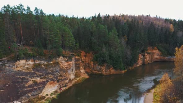 Erglu Cliffs and Great View on the Gauja River Cesis, Latvia