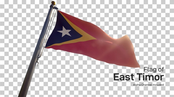 East Timor Flag on a Flagpole with Alpha-Channel