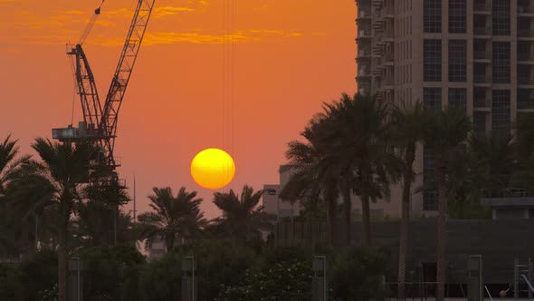 Sunset Near Burj Khalifa Dubai United Arab Emirates Timelapse