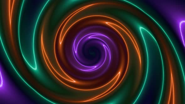 Brown Cyan Purple Neon Twirl Motion Animated Background