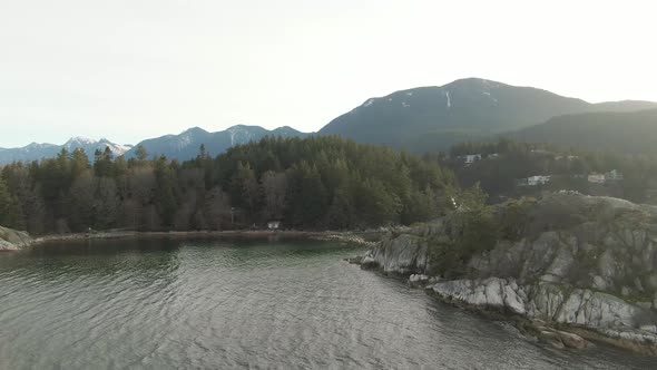 Aerial Panoramic View of Rocky Island on the Pacific Ocean West Coast