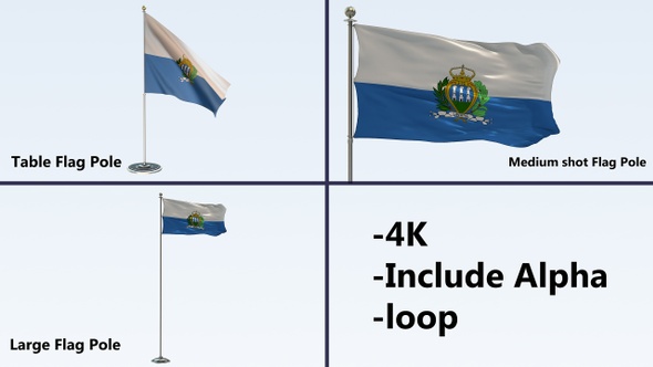 San Marino Flag Pole Pack 4k-Loop