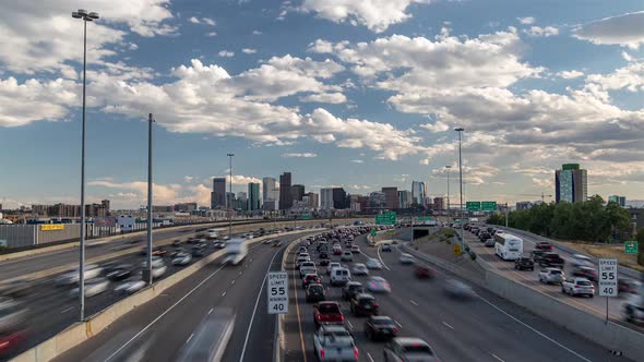 Denver, Colorado Cloudscape and Freeway