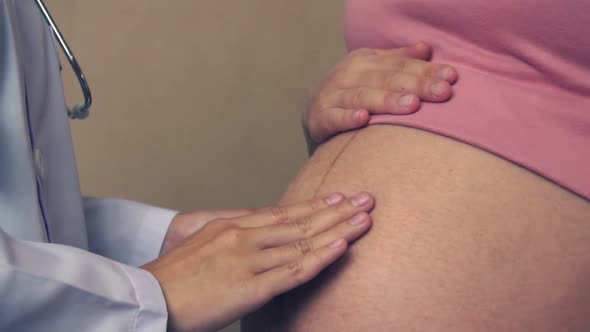 Pregnant Woman and Gynecologist Doctor at Hospital