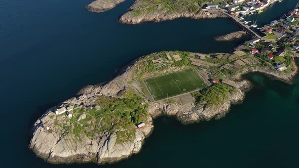 Norway Lofoten Football Field Stadium in Henningsvaer