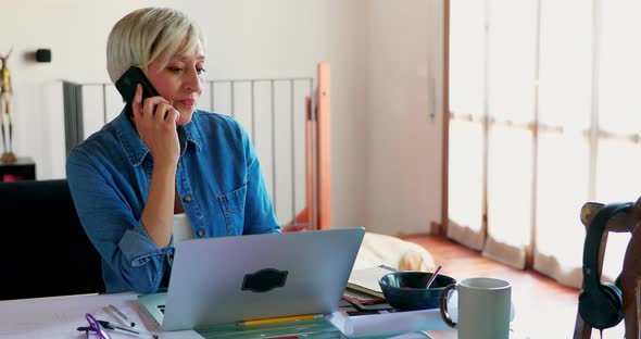 Woman talking on phone