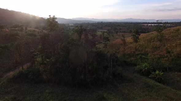 mountainous terrain aerialin North of Thailand