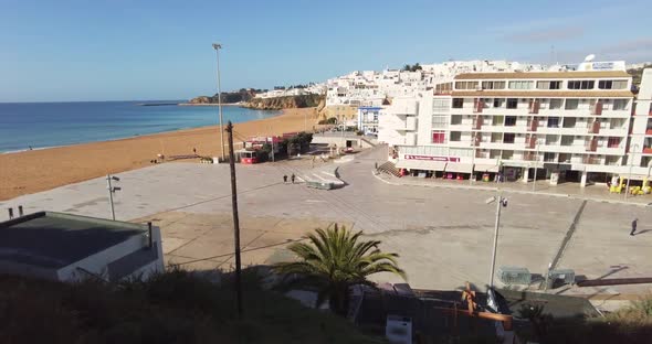 Aerial View Over Empty City and Beach