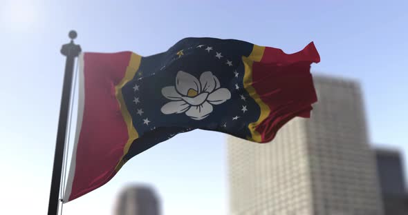 Missisippi state flag waving