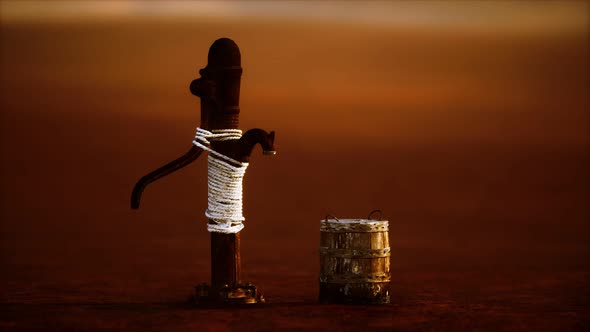 Old Rusted Metal Well in Desert