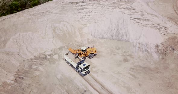 The Work of Loading Equipment in the Sand Quarry