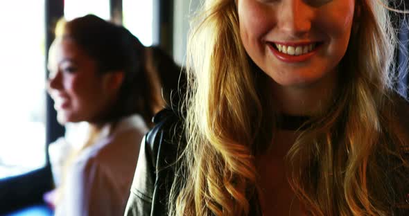 Beautiful woman in restaurant