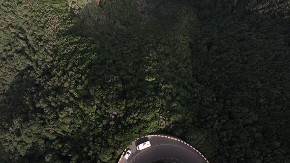 Aerial Drone View of a Road and Mountain Landscape Along the Atlantic Coast a Sunny Summer