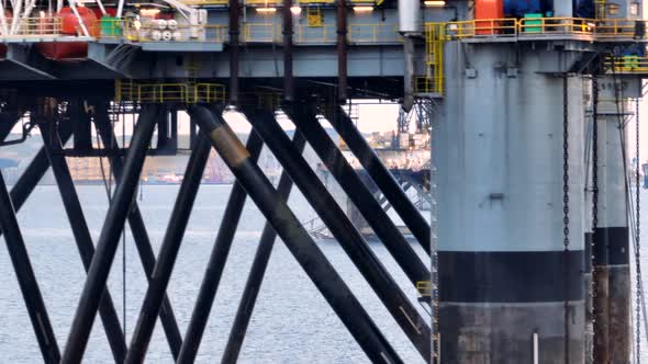 Close Up Aerial View of an Oil and Gas Drilling Rig