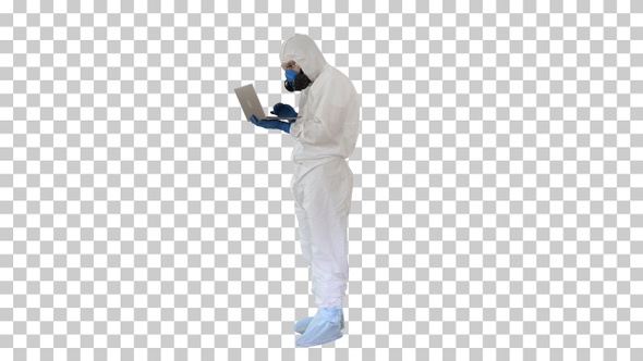 Medical Doctor in White Protective Uniform, Alpha Channel