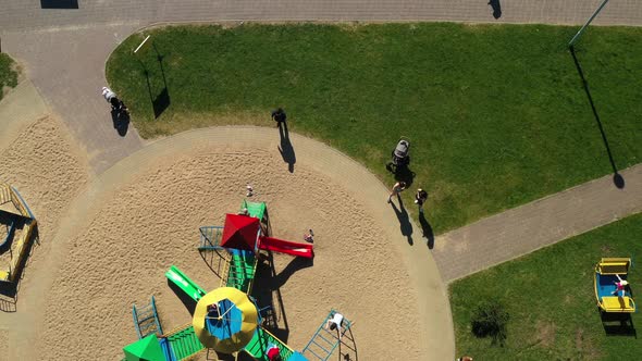 View From the Height of the Beach and Vacationing People in Drozdy in Minsk