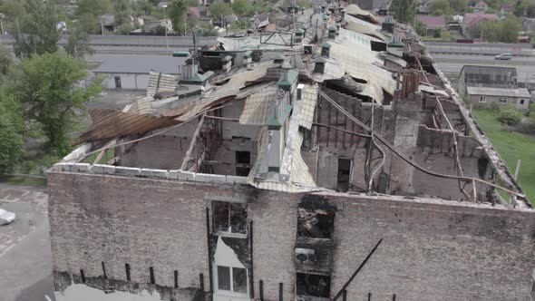 Ukraine  Building Destroyed By the War in Stoyanka Bucha District