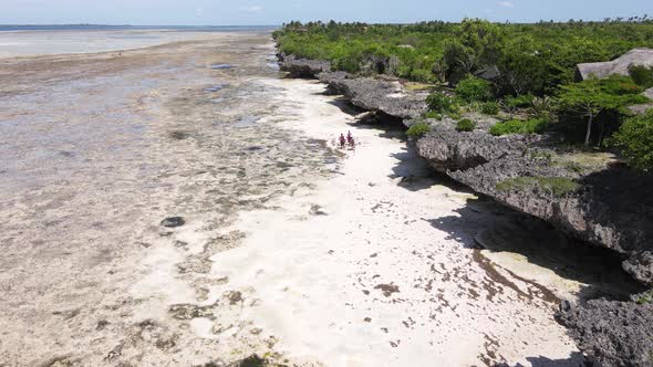 Zanzibar Tanzania  Aerial View of the Ocean Near the Shore of the Island Slow Motion