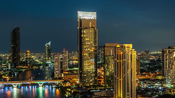 Day and Night Transition Time Lapse of Cityscape and Buildings in Metropolis