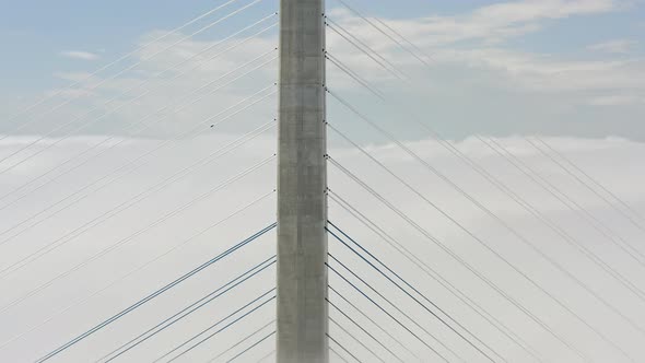 Aerial View of the Top of the Pylons of the Russian Bridge