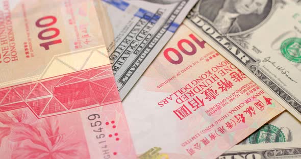 USD and HKD paper banknote