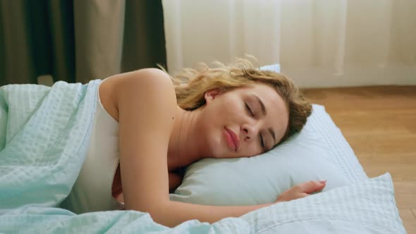 Close Up of Beautiful Woman Sleeping Weel