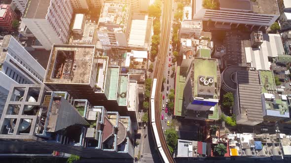 Bangkok thailand aerial city view drone footage over the city.